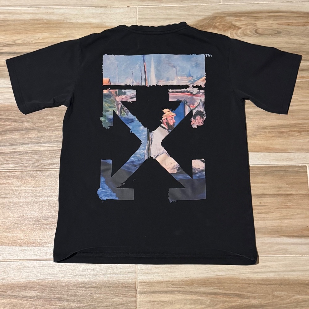 Off-White Monet Oil Painting Arrow Logo Black T-Shirt XL OMBA003S18003012